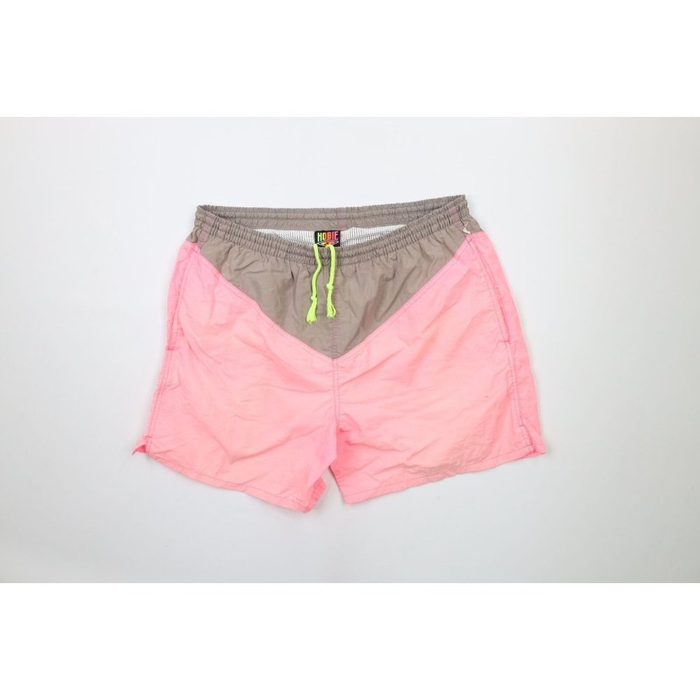 Vintage 90s Hobie Mens Size Large Faded Spell Out Lined Shorts Swim Trunks USA